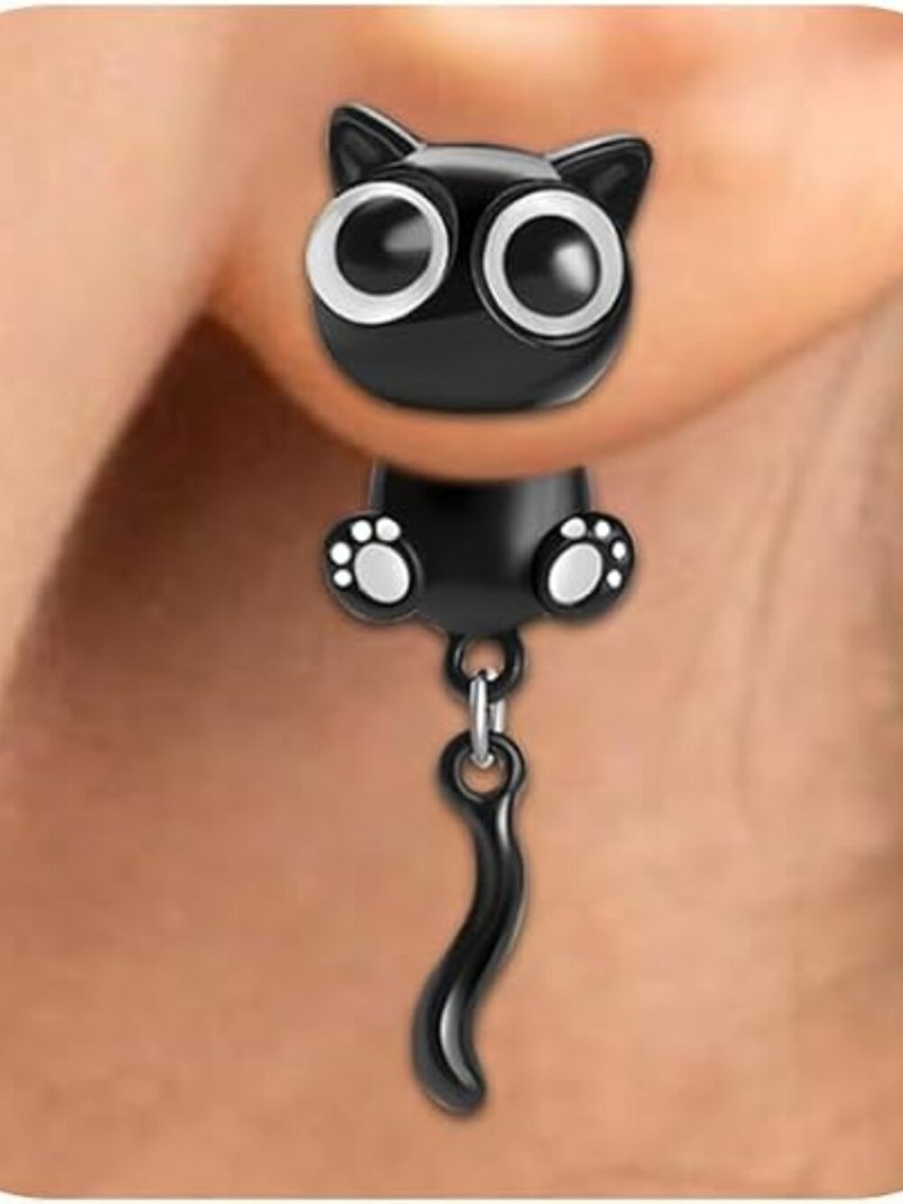 Black Cat Paw Stud Earrings for Women – Cute Halloween Jewelry